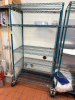48" X 24" FIVE TIER COATED WIRE SHELF. ( ON CASTERS )