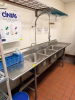 112" ADVANCE TABCO THREE WELL STAINLESS POT SINK W/ LEFT AND RIGHT DRY BOARDS.
