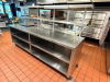 108"W X 30"D STAINLESS STEEL DOUBLE-TIER WORK / PREP TABLE WITH OVER SHELF AND UNDERSHELF STORAGE. UNIT FEATURES HEAVY-DUTY CONSTRUCTION, OPEN BASE SHELVING, AND CASTERS - 2