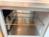 112"W THREE-DOOR PREP TABLE / SANDWICH UNIT WITH RAISED INGREDIENT ICE RAIL AND HINGED LIDS. UNIT FEATURES STAINLESS STEEL CONSTRUCTION, REFRIGERATED BASE STORAGE, AND CUTTING/WORK SURFACE. - 4