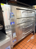 BAKERS PRIDE Y-800 DOUBLE STACK GAS DECK OVENS. UNIT FEATURES MANUAL CONTROLS, STONE DECK INTERIORS, AND HEAVY-DUTY DOOR HANDLES. - 2