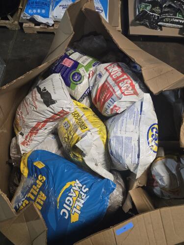 (1) BOX OF APPROX (25) BAGS OF MIXED GARAGE ESSENTIALS