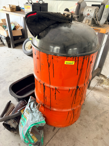 55 GALLON BARREL CONVERTED INTO BBQ SMOKER.