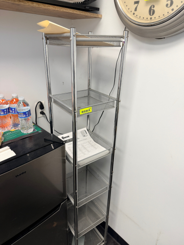 6" X 6"SIX TIER WIRE AND CHROME ACCENT SHELF