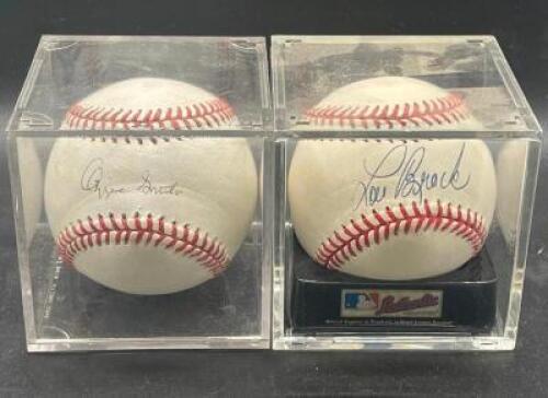 (2) - PC. OZZIE SMITH AND LOU BROKE SIGNED BASEBALL SET