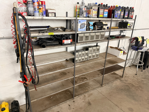 THREE SECTION 36" METAL PARTS SHELVES.