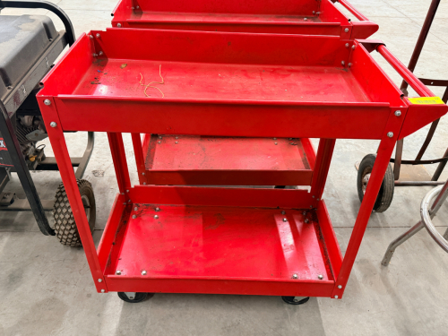 TWO TIER METAL UTILITY CART ( RED )