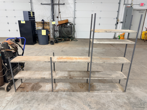 THREE SECTION 36" METAL PARTS SHELVES.