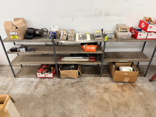 THREE SECTION 36" METAL PARTS SHELVES.