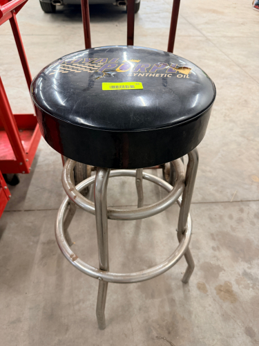 SHOP STOOL W/ CHROME BASE.