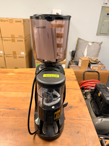 NUOVA SIMONELLI ESPRESSO GRINDER DOSER UNIT WITH HOPPER AND FRONT DOSING CHAMBER.