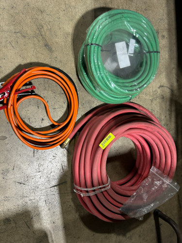 LOT OF HOSES AND JUMPER CABLES