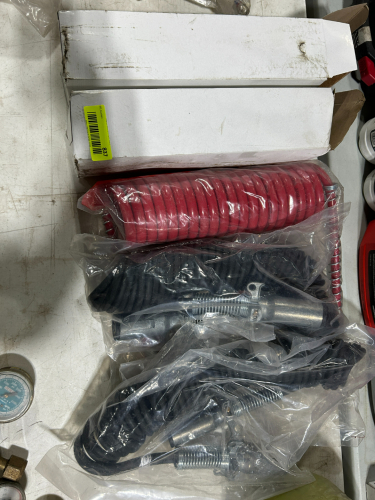 LOT OF 15 FOOT COILED AIR LINE AND ASSORTED PRODCUCTS