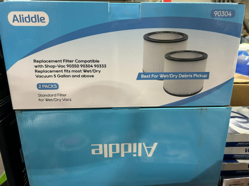 (2) BOXES OF REPLACMENT FILTERS COMPATIBLE WITH SHOP-VACS AND MOST WET/ DRY VACUUM