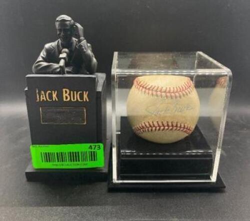JACK BUCK SIGNED BASEBALL AND MINATURE SET