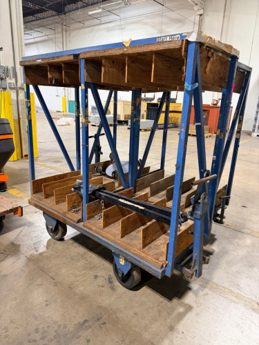 CUSTOM INDUSTRIAL MATERIAL HANDLING CART / PANEL STORAGE RACK ON CASTERS