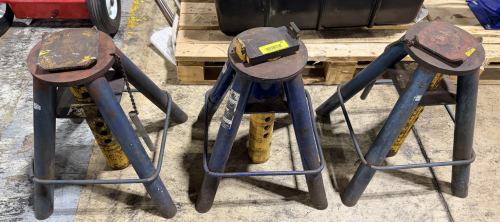 (3) HEAVY-DUTY JACK STANDS, ADJUSTABLE HEIGHT, STEEL CONSTRUCTION