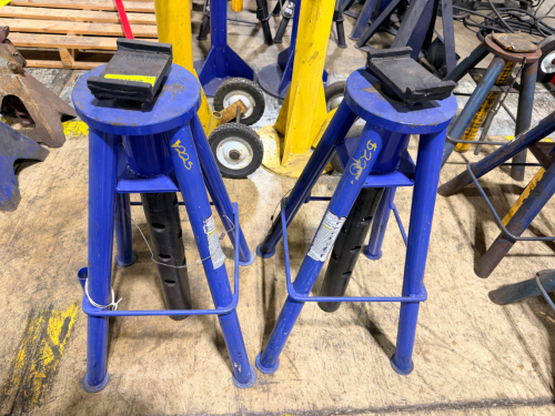 (2) HEAVY-DUTY JACK STANDS, ADJUSTABLE HEIGHT, STEEL CONSTRUCTION