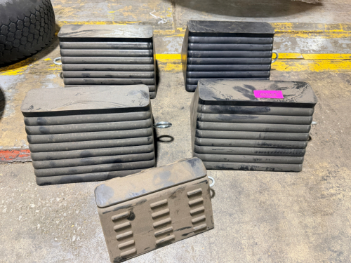 (5) ASSORTED HEAVY DUTY WHEEL BLOCKS