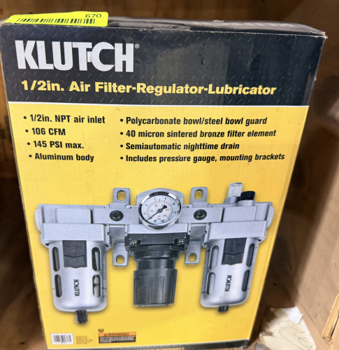 KLUTCH AIR FILTER REGULATOR LUBRICATOR UNIT, 1/2 INCH MODEL
