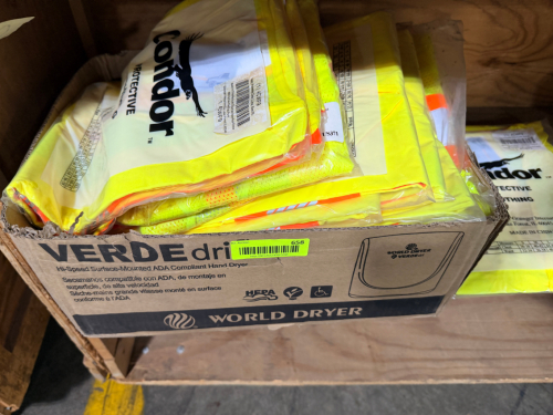 CONDOR PROTECTIVE CLOTHING HIGH VISIBILITY GARMENTS, MULTIPLE UNITS IN ORIGINAL SEALED PACKAGING.