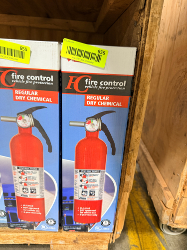 (2) FIRE CONTROL VEHICLE FIRE EXTINGUISHERS, NEW IN BOX, REGULAR DRY CHEMICAL TYPE