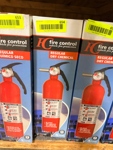 (2) FIRE CONTROL VEHICLE FIRE EXTINGUISHERS, NEW IN BOX, REGULAR DRY CHEMICAL TYPE