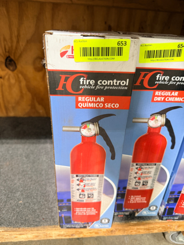 (2) FIRE CONTROL VEHICLE FIRE EXTINGUISHERS, NEW IN BOX, REGULAR DRY CHEMICAL TYPE