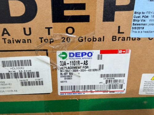 (3) DEPO HEADLIGHT ASSEMBLIES, NEW IN BOX, REPLACEMENT UNITS FOR COMPATIBLE INTERNATIONAL TRUCK MODELS
