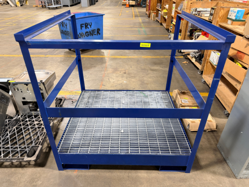 ENPAC 4 DRUM STEEL STACKER WITH INTEGRATED GRATED PLATFORM AND GUARD RAILS