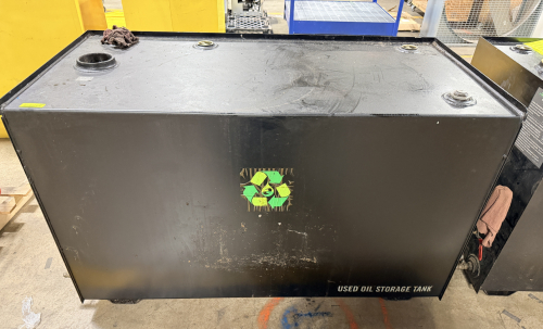 ENERGYLOGIC USED OIL STORAGE TANK, 250 GALLON CAPACITY, STEEL CONSTRUCTION WITH TOP ACCESS PORTS, INDUSTRIAL USE