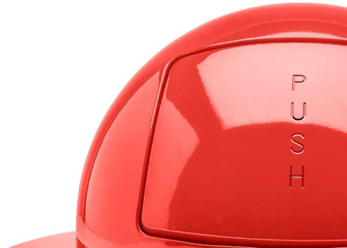 METAL RED TRASH CAN DOME LID.