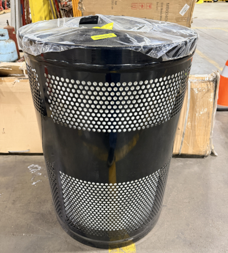 OUTDOOR METAL TRASH RECEPTACLE
