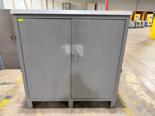 60" HEAVY DUTY TWO DOOR METAL STORAGE CABINET.