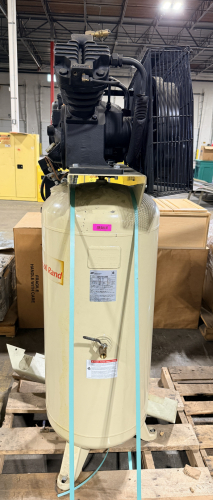 INGERSOLL RAND VERTICAL AIR COMPRESSOR WITH BELT-DRIVEN PUMP AND TANK MOUNTED MOTOR