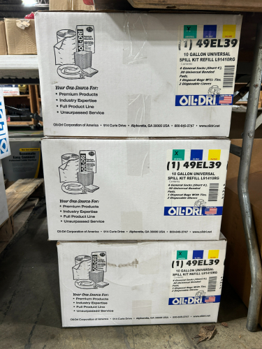 (3) BOXES OF 10 GALLON UNIVERSAL SPILL KIT REFILL