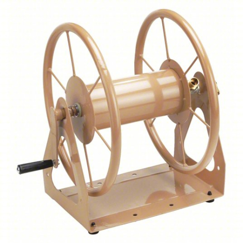 GGS GENERAL PURPOSE HOSE REEL, APPROXIMATELY 200 FT CAPACITY, IN BOX WITH ASSOCIATED COMPONENTS INCLUDING METAL FUNNEL.