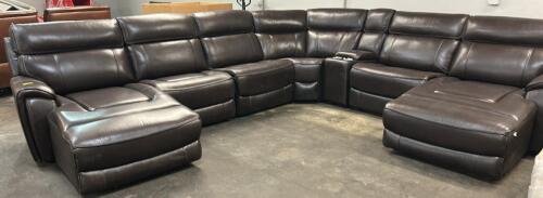 MACYS HUTCHENSON LEATHER 7 PC POWER RECLINING SECTIONAL
