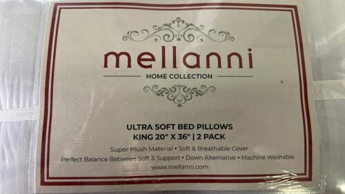 (2) MELLANNI HOME COLLECTION ULTRA SOFT BED PILLOW KING 20 X 36