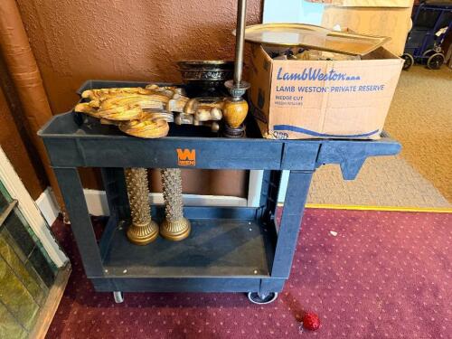 BLACK TWO TIER PLASTIC UTILITY CART