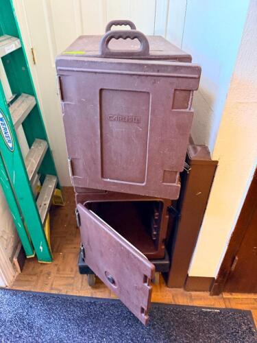 (2) CAMBRO STACKING CATERING BOXES. ( BROWN )