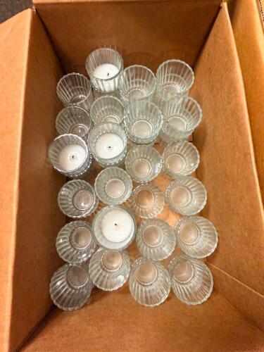 (1) BOX OF GLASS VOTIVE