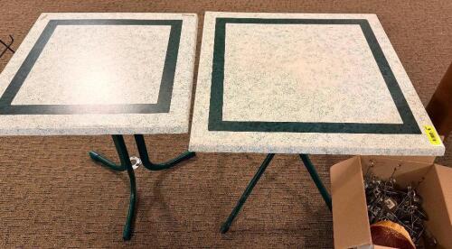 (2) ASSORTED COMPOSITE BISTRO TABLES