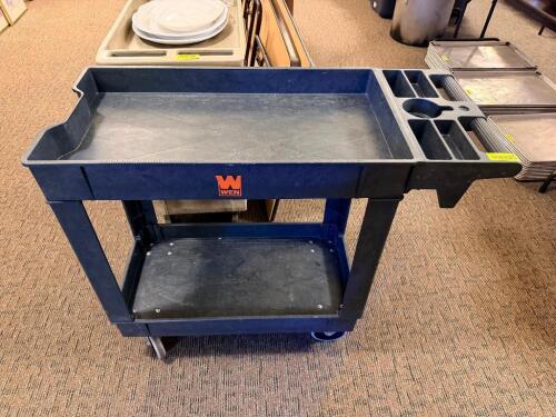 BLACK PLASTIC TWO TIER UTILITY CART