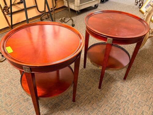 (2) 21" WOODEN ROUND END TABLES.