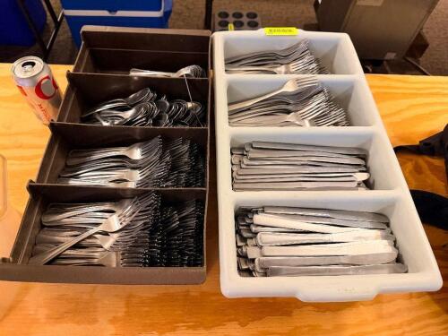 (2) TRAYS OF SILVERWARE.