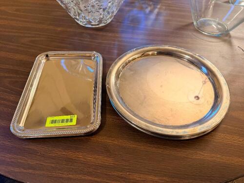 (6) ASSORTED SMALL STAINLESS SERVING TRAYS