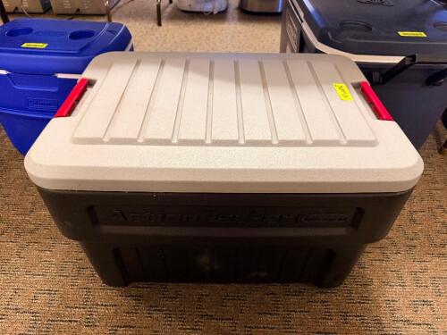 BLACK PLASTIC COOLER W/ GREY LID