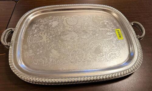 (3) 18" X 23" DECORATIVE STAINLESS SERVING PLATTERS.