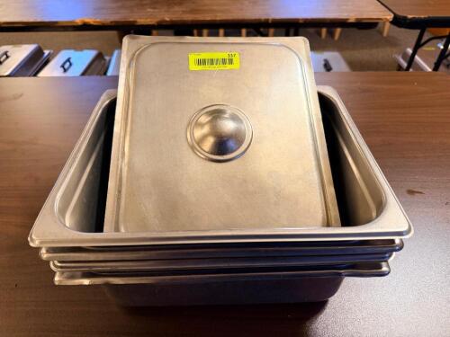 (4) HALF SIZE STAINLESS INSERTS W/ LIDS